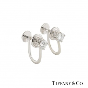 Tiffany & Co. Platinum Diamond Earrings 0.66ct F/VS+